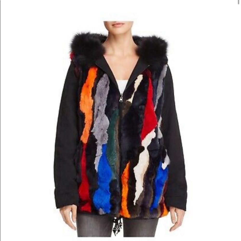 AQUA reversible fur parka Beautiful!!! XS
